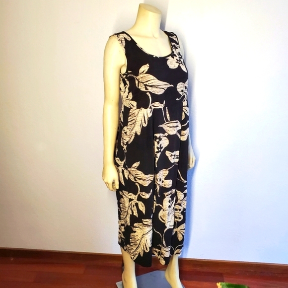 JAMS WORLD  vintage Black and tan Midi sundress with pockets - Picture 1 of 10